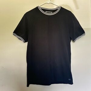 denim & flower black shirt